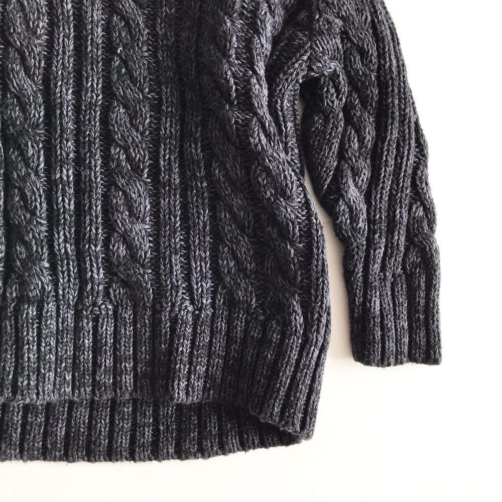 Old Navy gray cable knit cowl neck sweater EUC 18-24 months - Picture 3 of 5